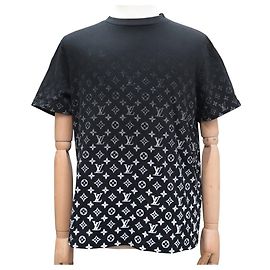 NUOVO TSHIRT LOUIS VUITTON MONOGRAM GRADIENT RM232Q L M 48 IN COTONE NERO TOP Nero