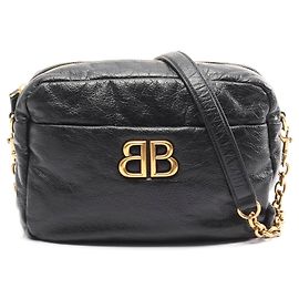 Bolsa de ombro em couro Monaco da Balenciaga Preto
