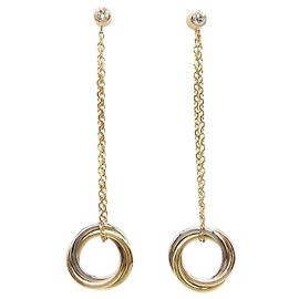 Orecchini Cartier Trinity in oro K18 e diamanti D'oro Metallico