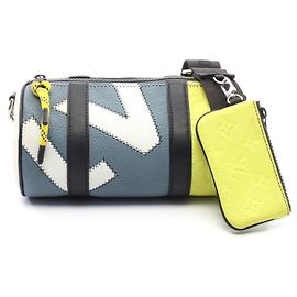 Louis Vuitton Leather Polochon Shoulder Bag Grey