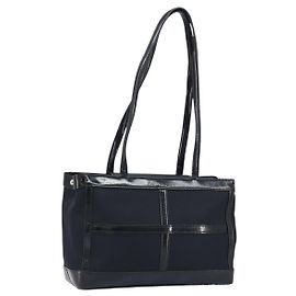 Saint Laurent Tote Bag aus Nylon Leder Schwarz Silber Auth 166714 Schwarz Silber