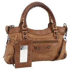 BALENCIAGA Le Premier Sac à Main Cuir 2en1 Marron 103208 Auth BSZ348SAV Marron