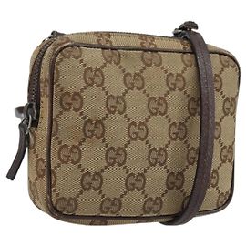 Borsa a Spalla GG Canvas Gucci Beige Argento 120975 Auth 172462 Argento Beige