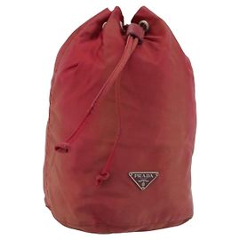 PRADA Drawstring Pouch Nylon Red Auth hk3533 Red