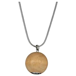 Hermès Collier Woodball en métal Beige Auth HERMES 168329M Beige