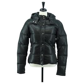 Chaqueta Down Chrome Hearts de Piel de Cordero XS Negra Auth 168331SM Negro