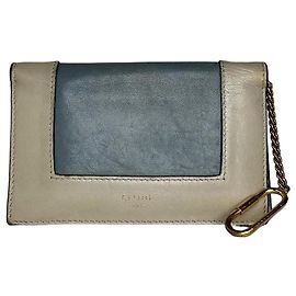 Céline Vintage Celine Paris Keychain Leather Wallet Blue white White