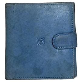 Vintage Loewe Madrid Soft Leather Wallet Blue Blue