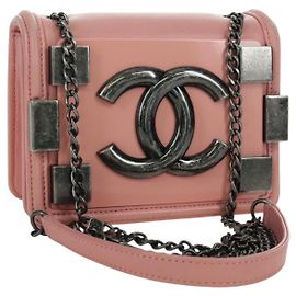 CHANEL Matelassé Bolsa de Hombro Lego Boy Cadena de Cuero de Cordero Rosa CC Auth 172559SAM Rosa