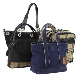 BURBERRY Nova Check Tasche aus Nylon 4 Set Schwarz Blau Beige Auth fm5237 Schwarz Blau Beige