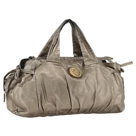 GUCCI Histeria Tote Bag Leather Silver Gold 197021 Auth mr1995 Silvery Golden