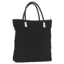 Gucci Bolso Tote de Nylon Negro Plata Auth 173861 Negro Plata