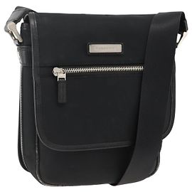 BURBERRY Shoulder Bag Nylon Black Silver Auth 173971 Black Silvery