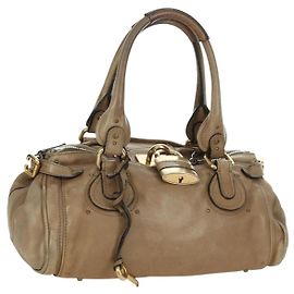 Chloé Chloe Paddington Handtasche aus Leder Beige Gold Silber Authentisch am10898A Silber Beige Golden