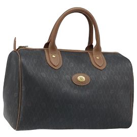 Borsa a mano in tela a nido d'ape PVC nera e oro Christian Dior Auth 166851 Nero D'oro