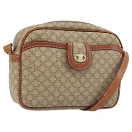 Céline Borsa a Spalla in Tela Macadam CELINE PVC Beige Oro Auth LNZ569 Beige D'oro