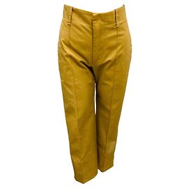 Pantalón de twill de algodón beige caqui de pierna ajustada Bottega Veneta Beige