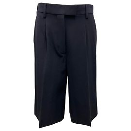 Prada Navy Blue Wool Gabardine Bermuda Shorts Navy blue