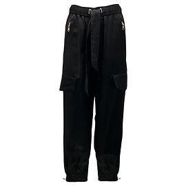 Zimmermann Black Wonderland Satin Harem Drawstring Cargo Pant Black
