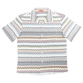 Missoni gemustertes Kurzarmhemd in Grau x Multicolor, Größe 48 IT Grau