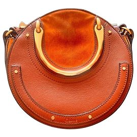 Chloé Bolsa de Ombro Chloe Nile em Couro Marrom Marrom
