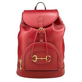Gucci Leather Backpack Red Red