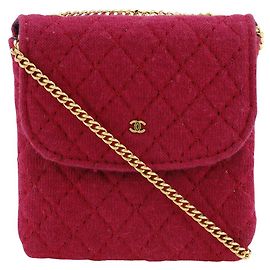 Bolsa de Ombro 2 em 1 em Algodão Chanel Chain Pouch Rosa