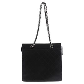 Bolsa Tote Chanel em pele caviar, bolsa 2 em 1 com corrente Preto