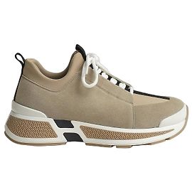Hermès BASKETS HERMES "JUST" EN JERSEY TECHNIQUE/DAIM. Beige