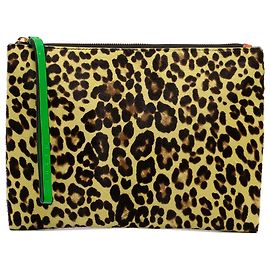 Clutch Marni de pelo de poni amarillo y piel de ternera con estampado de leopardo Otro Amarillo