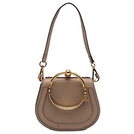 Bolsa de pulso Nile em couro marrom Chloé Marrom Taupe