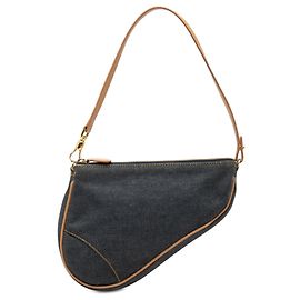 Pochette Saddle Mini en Denim Bleu Dior Bleu Autre