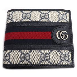Carteira de Moedas Gucci Ophidia GG Azul marinho