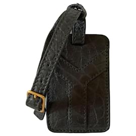 Yves Saint Laurent Reiseanhänger aus schwarzem Leder YSL Schwarz