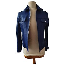 Ventcouvert Chaqueta de cuero gitana azul Billy a prueba de viento Azul marino