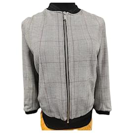 IKKS Checked Bomber Jacket Black Red Grey