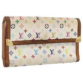 Multicolor Porte Tresor International Geldbörse LOUIS VUITTON M92659 Auth bs33784 Weiß
