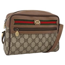 Borsa Gucci GG Supreme Web Sherry Line PVC Beige Oro 001 44 6655 Auth ep13643 Beige D'oro