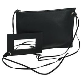 BALENCIAGA Clutch Bag Leather Black Silver Auth 173393A Black Silvery
