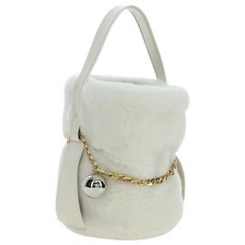 PRADA Sac à main Fourrure Blanc Or Auth 173332SM Blanc Doré