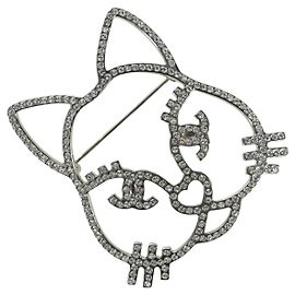 CHANEL Katzenbrosche Metall Silber CC Auth ARZ169M Silber