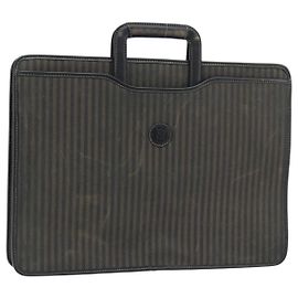 FENDI Pecan Canvas Handtasche Schwarz Braun Auth ti3660 Braun Schwarz