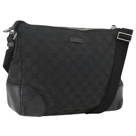 Borsa a Spalla GG Canvas Gucci Nera Argento 114273 Auth ep13647 Nero Argento