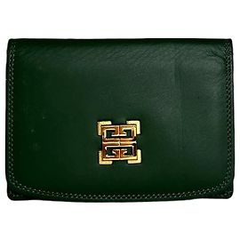 Vintage Givenchy Leather Card Holder Green Green