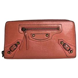 Vintage Balenciaga City Leather Wallet Salmon colored Red