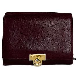 Vintage Givenchy Ostrich Leather Wallet Purple Purple