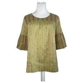 Autre Marque Vintage Etro gestreiftes Seidentop grün orange IT44 Grün