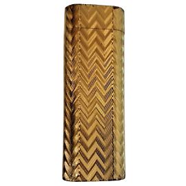 Cartier Chevron Striped Oval Roller Lighter Gold hardware