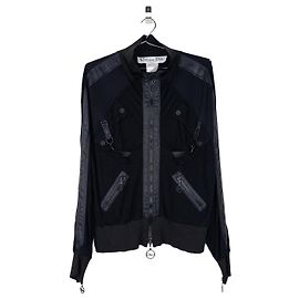 Dior by Galliano SS04 High-Neck Bondage Flight Parachute Bomber Jacket Black