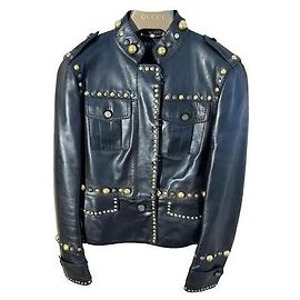 Gucci Leather Jacket Black Black